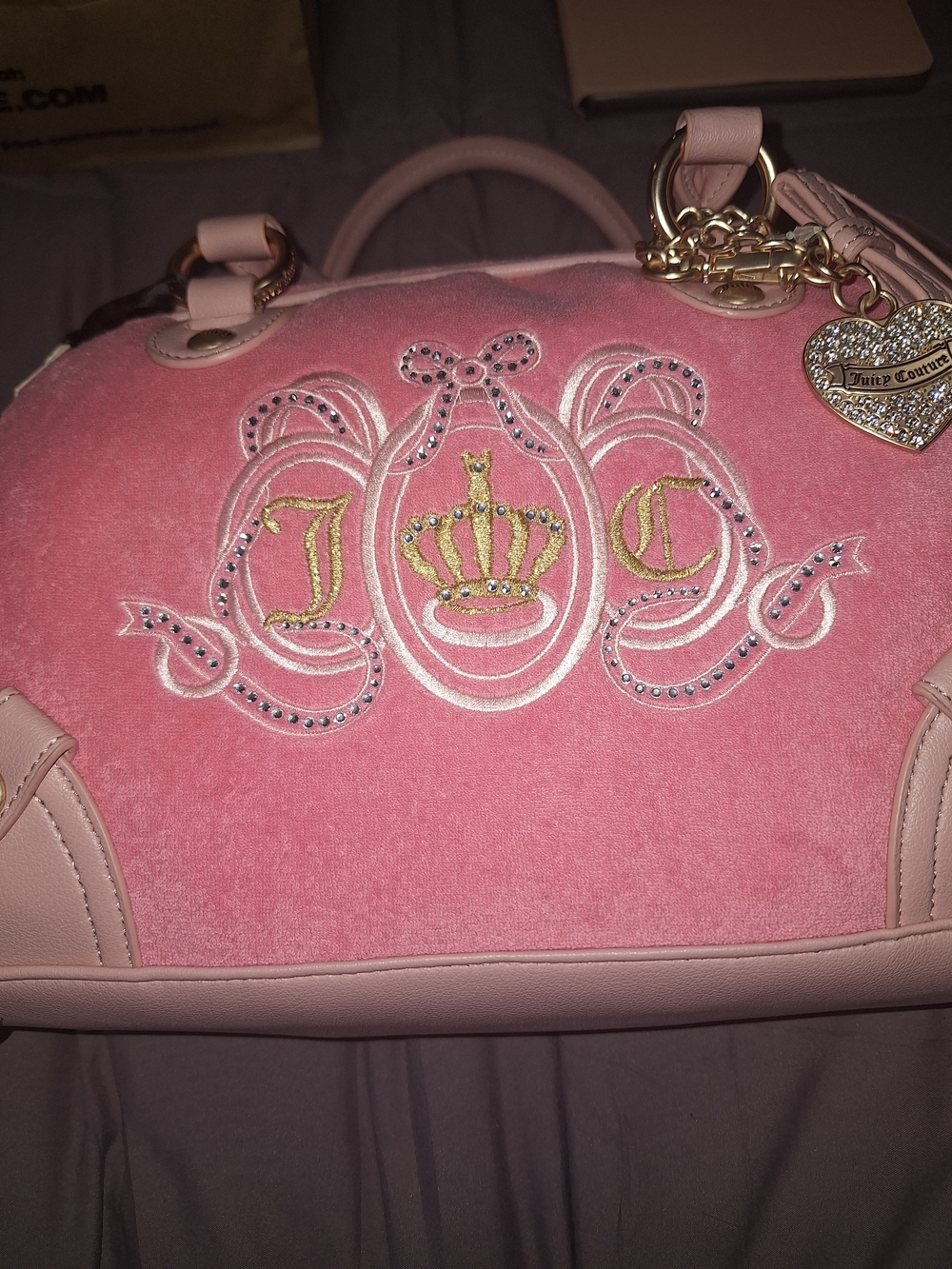 EXCLUSIVE Juicy Couture Pink Suede Dome Satchel with Gold Charm - Picture 5 of 9